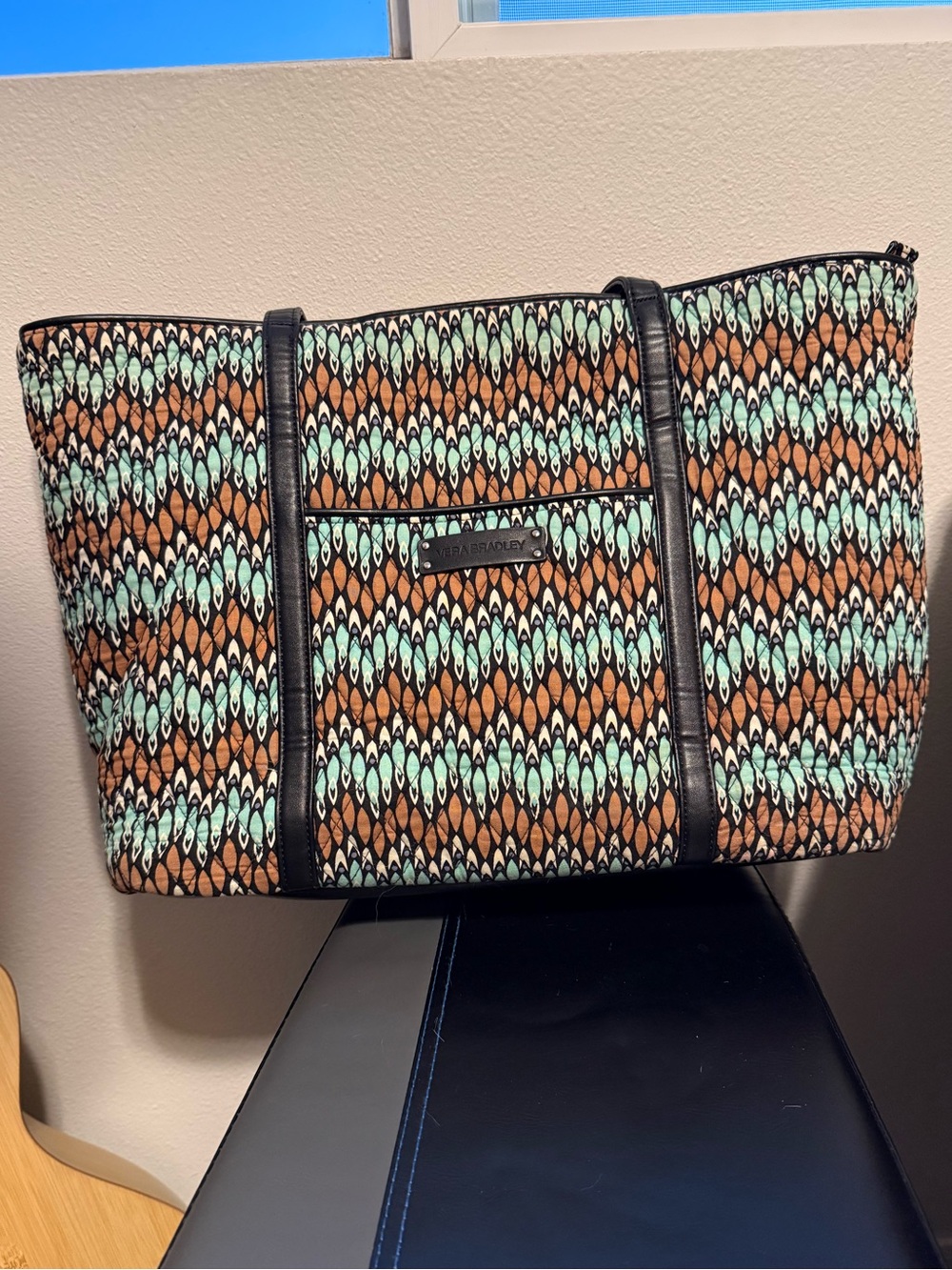 Vera Bradley Brown & Mint Patterned Tote
